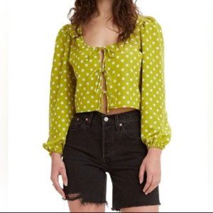 Levi's Daisy Print Peasant Tie Front Top